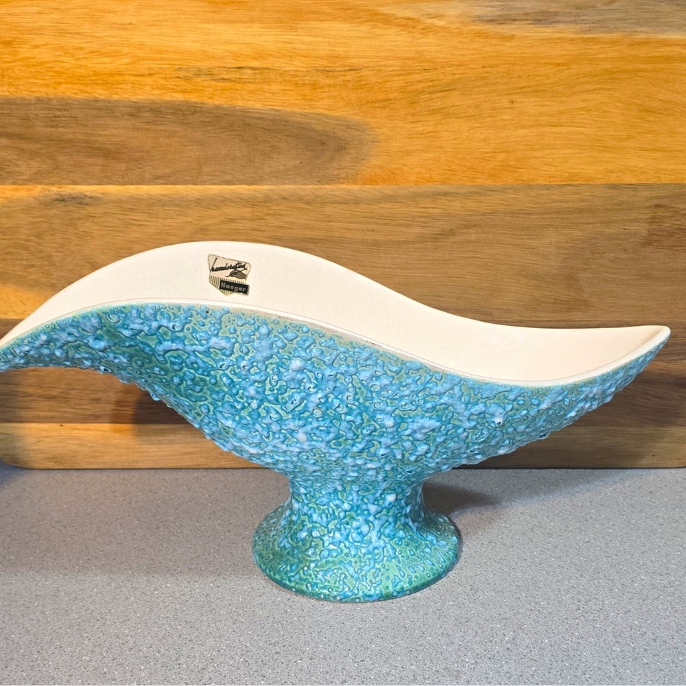 Royal Haeger MCM Pedestaled Freeform Bowl in Cratered Lava-like Textured Glaze